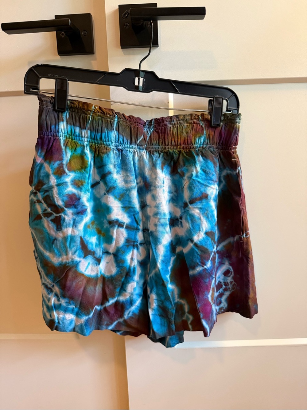 Tie-Dye Elastic Waist Women’s Shorts - Blue Multi